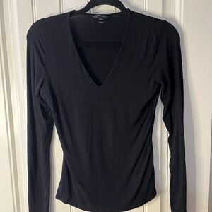 RW&CO. Classic Black Long Sleeve V-Neck Top